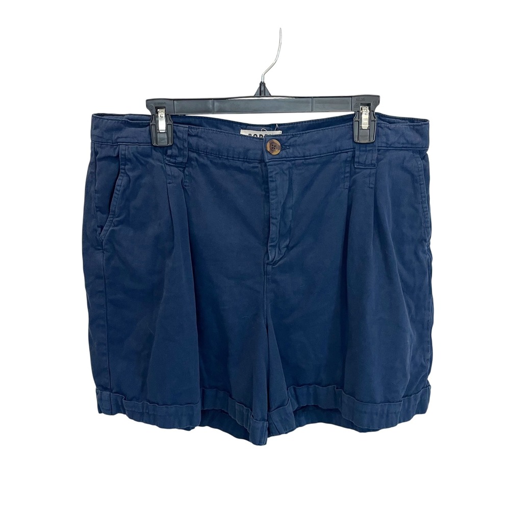 Boden Womens Navy Blue Pleated Shorts Cotton Pockets Casual - Size US 14